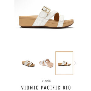 Vionic Pacific Rio Tan and White Sandals